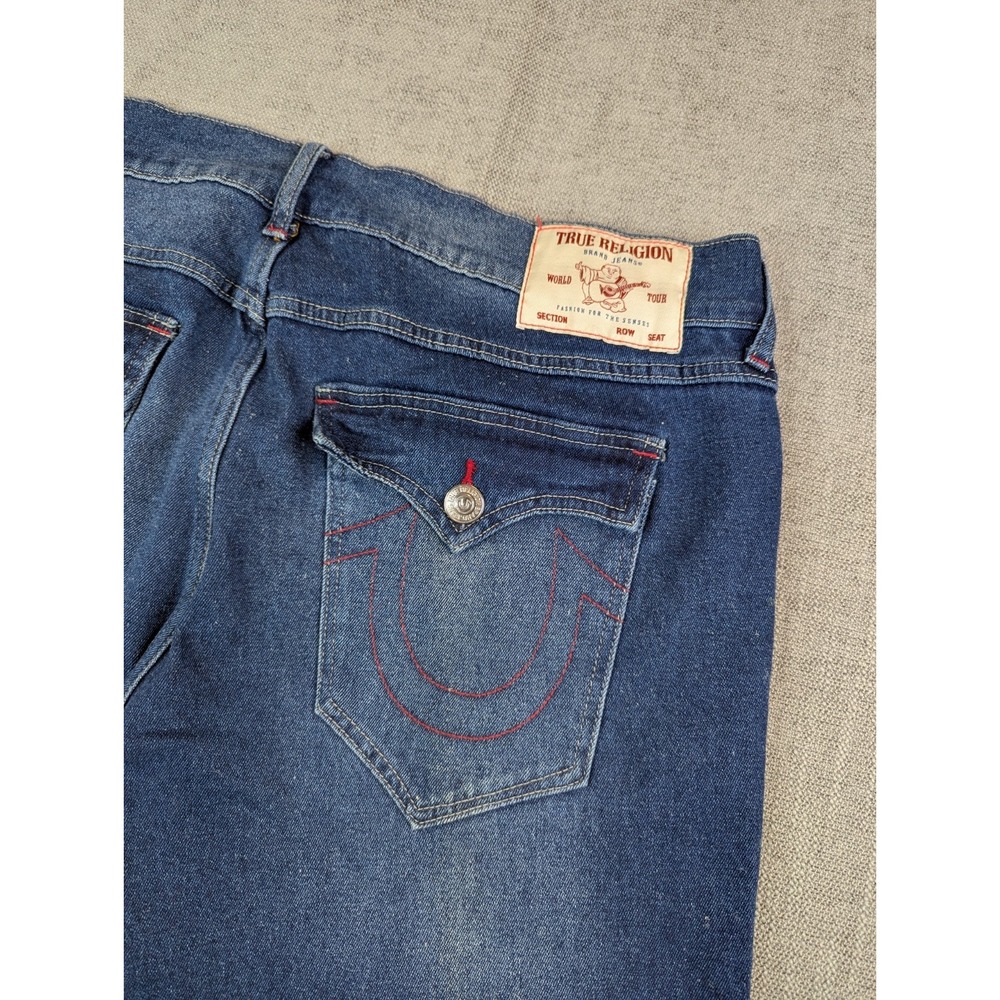 True Religion Jeans Mens 38x31 Blue Rocco Relaxed Skinny Fit Stretch Flap Pocket